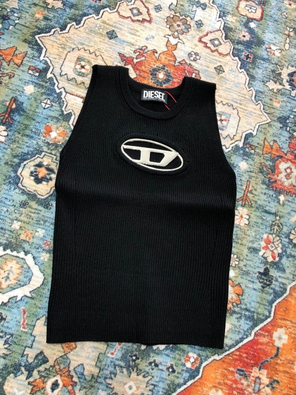 Diesel Women's Black Logo Cutout Tank